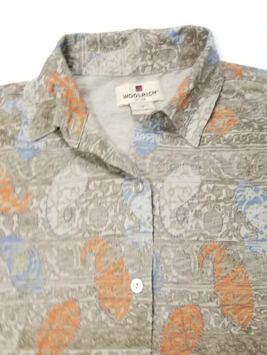 Woolrich Shirt Womens M Medium Long Sleeve Print Paisley Colorful Button Western - Picture 2 of 7